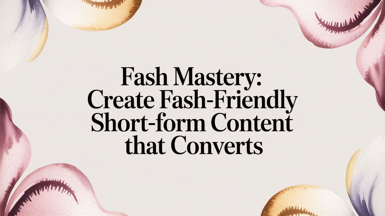 Fash Mastery: Create fash-Friendly Short-Form Content That Converts